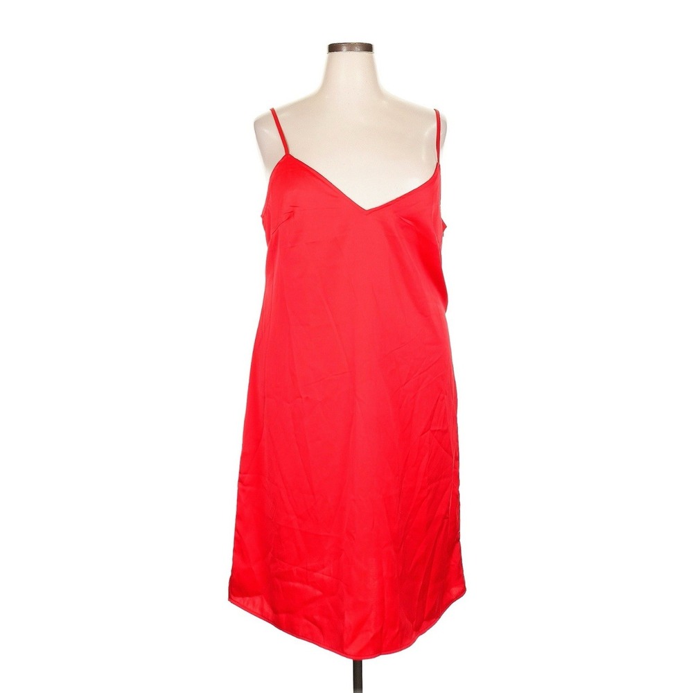 Nasty Gal Red Slip Dress Sz‎ 14 Coquette Feminine Flowy Dainty Spaghetti Straps